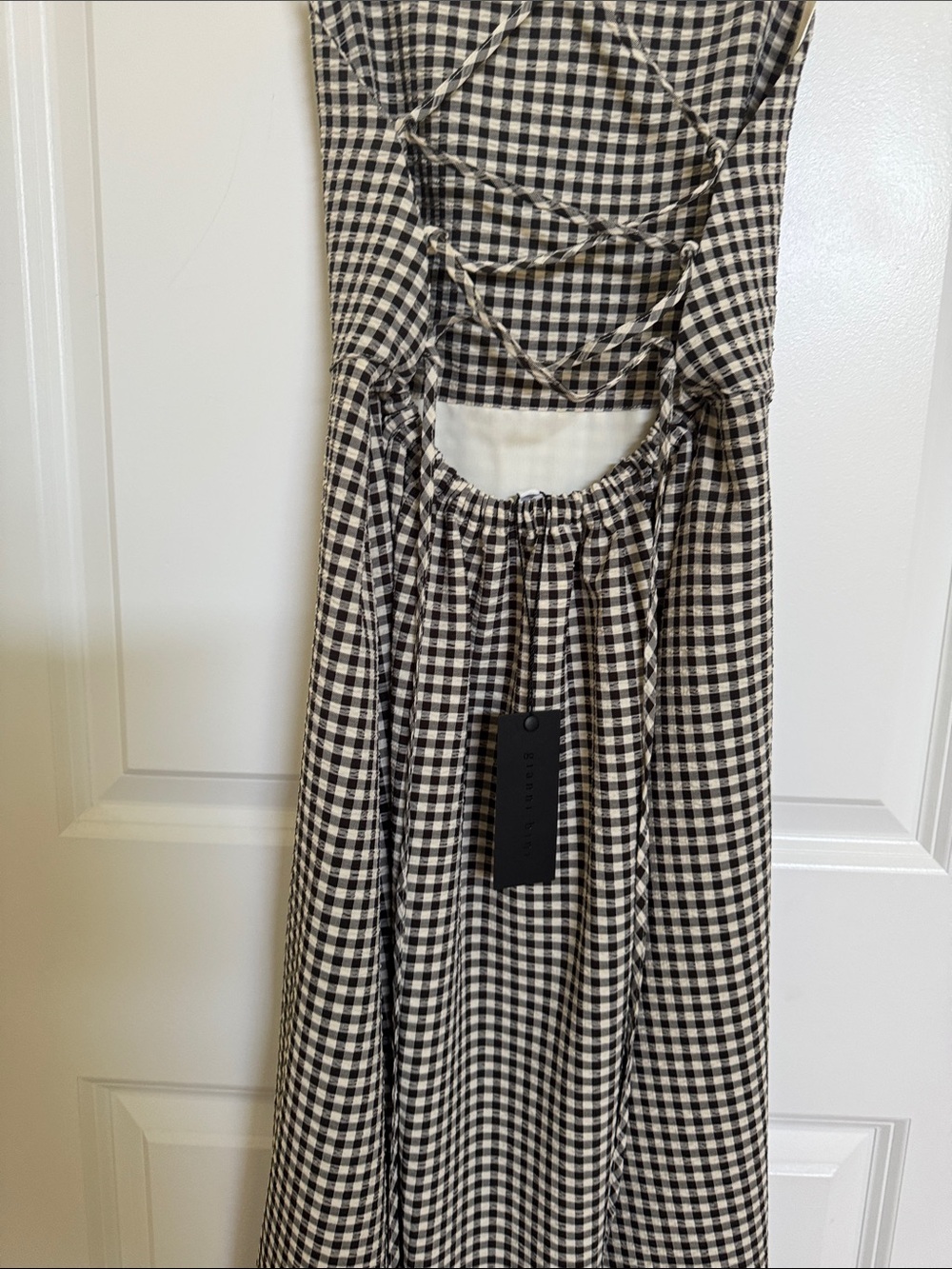 Gianni Bini Black & White Gingham Strappy Back Maxi Dress - Picture 7 of 12
